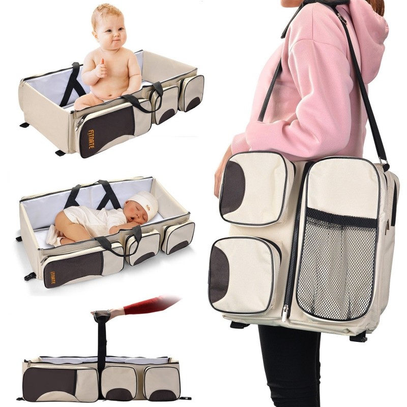 Bolsa de cambio portátil 3 en 1, bolsa de pañales multifunción para bebés, para cochecito, impermeable, bolsa de viaje para b...