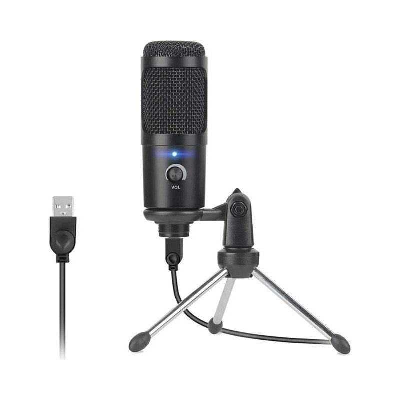 Micrófono de estudio profesional condensador con Cable Usb para Karaoke, micrófono de ordenador, soporte antigolpes, tapa de esp