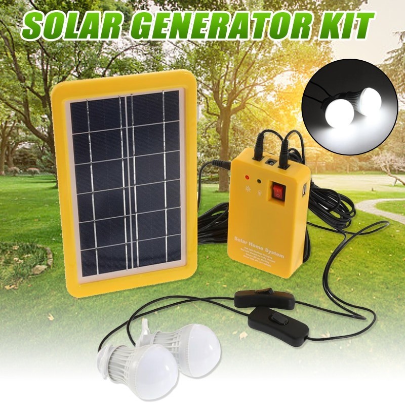 Panel de luz Solar de litio, Kit de generador Solar de energía, sistema pequeño para el hogar, Bombilla de 3 LED, luz de alto...