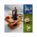 Mesa de Picnic portátil de madera, mesa de vino plegable con asa de transporte, soporte extraíble para copas de vino, bandeja...